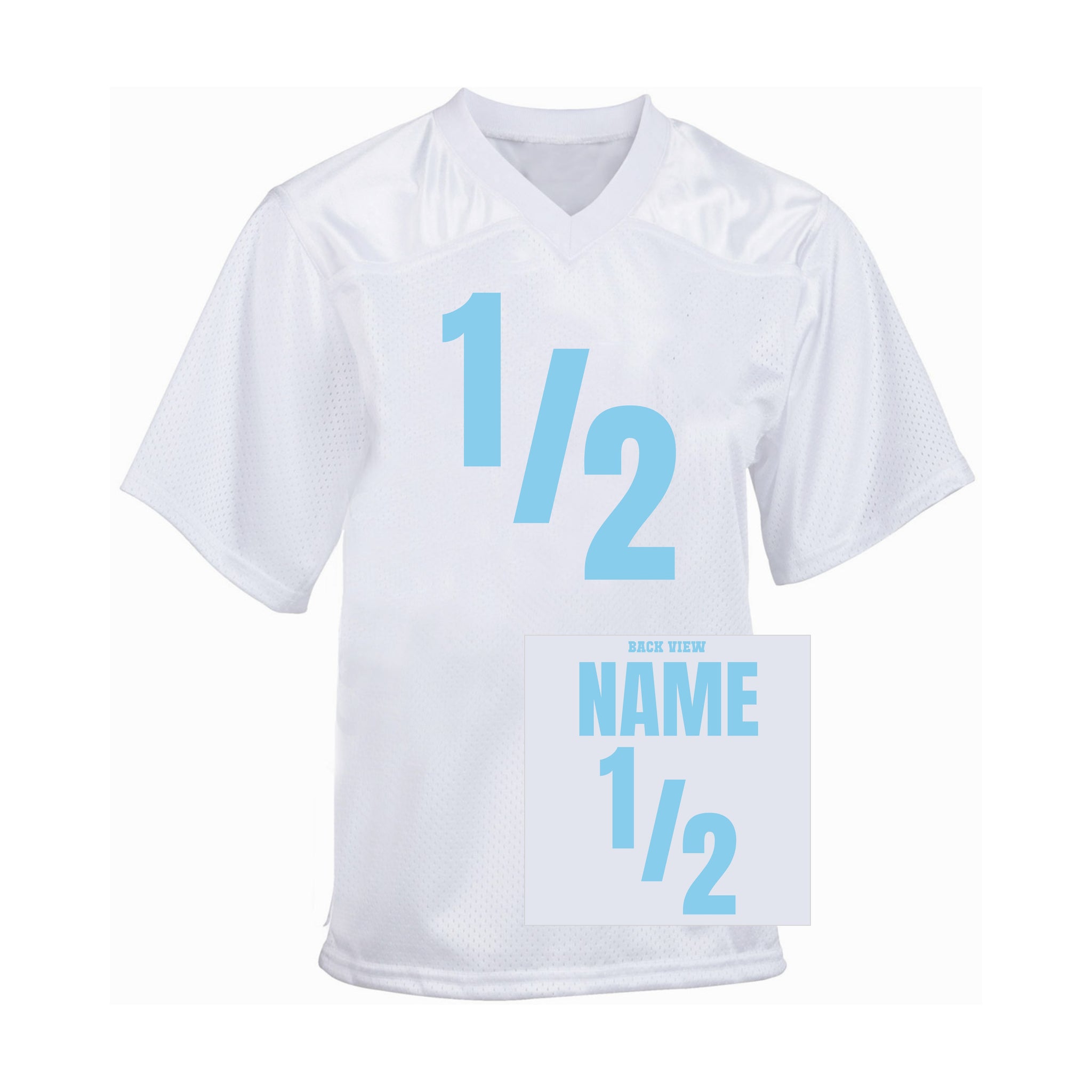 Half Year Football Jersey, 1/2 Year Toddler Football Fan Jersey, 6 Months Birthday Jersey, Personalized half way Jersey with Name and Number For Adults