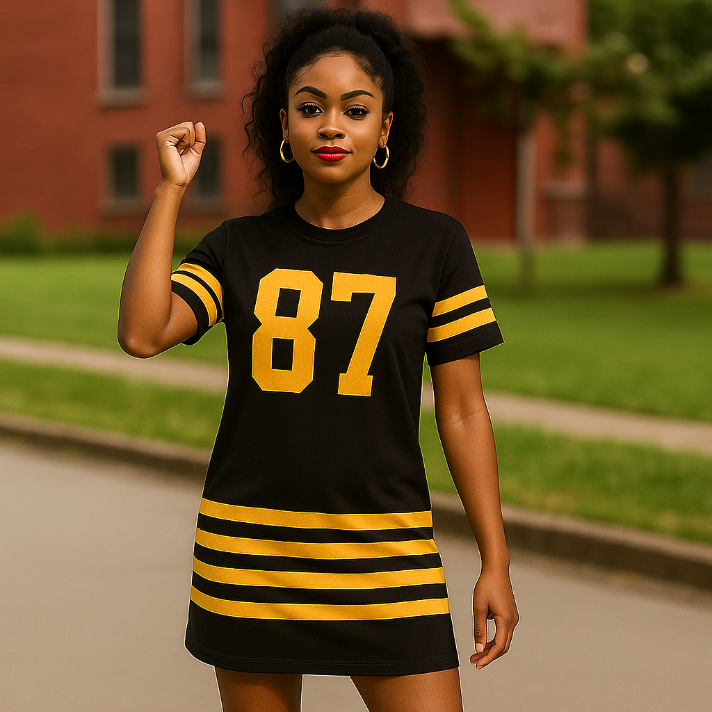 Custom Football Jersey Dress – Personalized Game Day T-Shirt, Oversized Fan Shirt with Name & Number, Tailgate Outfit, Sportswear for Women