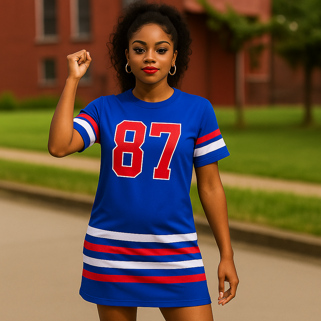 Custom Football Jersey Dress – Personalized Game Day T-Shirt, Oversized Fan Shirt with Name & Number, Tailgate Outfit, Sportswear for Women