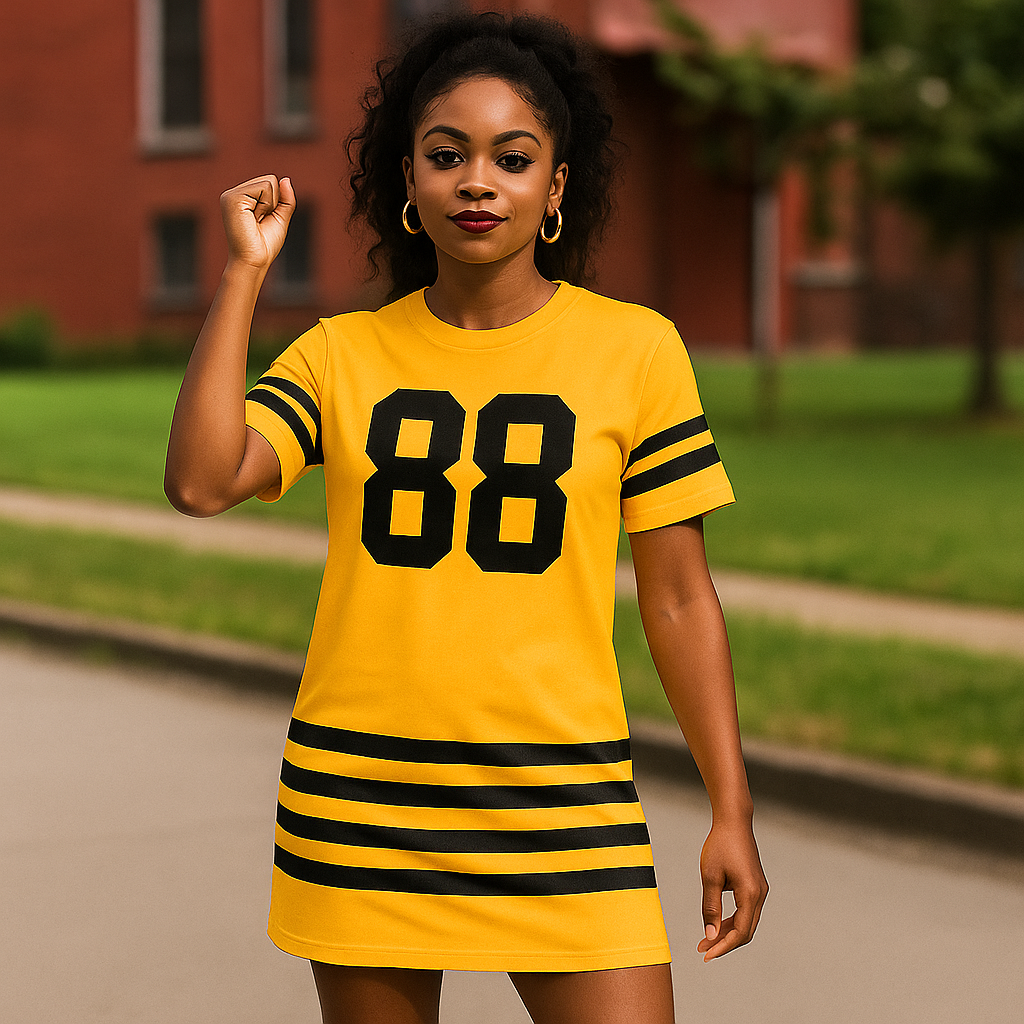 Custom Football Jersey Dress – Personalized Game Day T-Shirt, Oversized Fan Shirt with Name & Number, Tailgate Outfit, Sportswear for Women