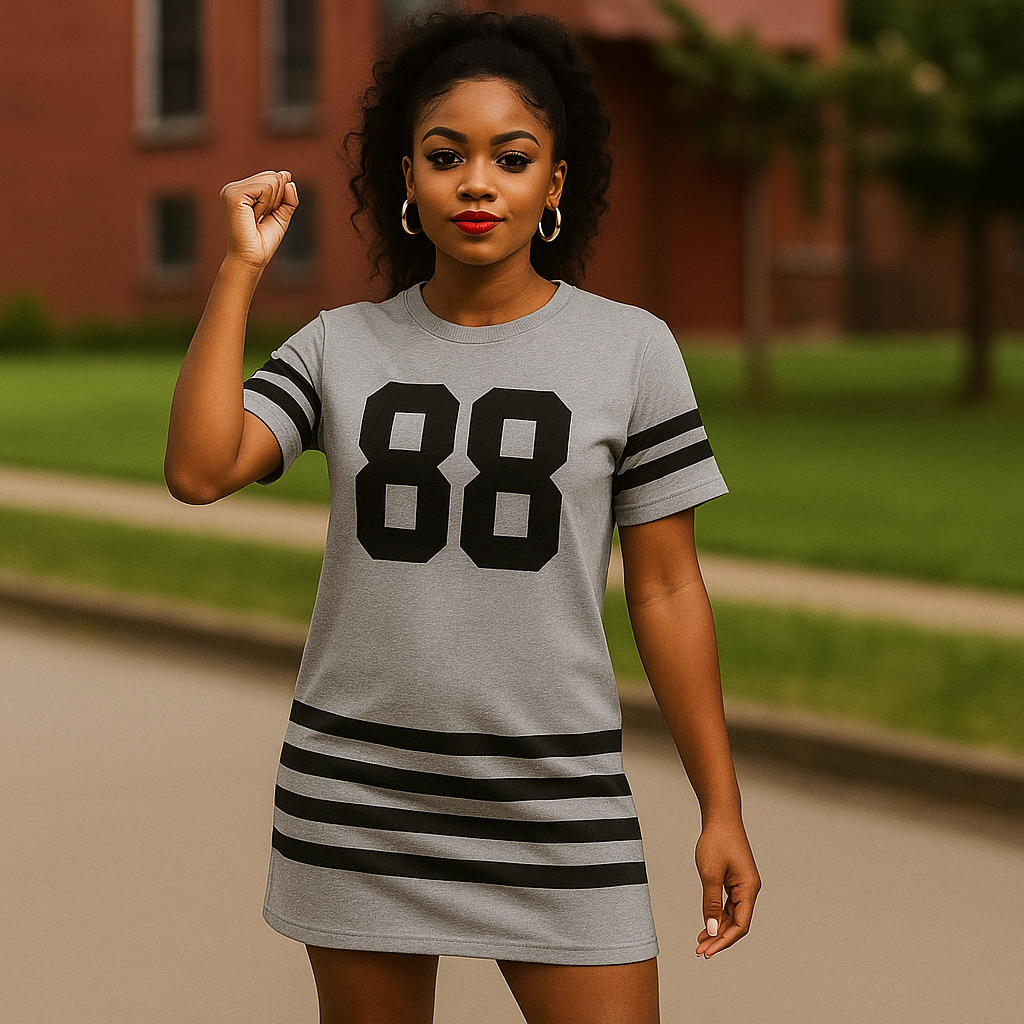 Custom Football Jersey Dress – Personalized Game Day T-Shirt, Oversized Fan Shirt with Name & Number, Tailgate Outfit, Sportswear for Women
