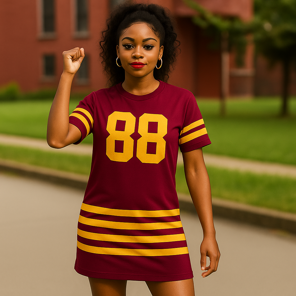 Custom Football Jersey Dress – Personalized Game Day T-Shirt, Oversized Fan Shirt with Name & Number, Tailgate Outfit, Sportswear for Women