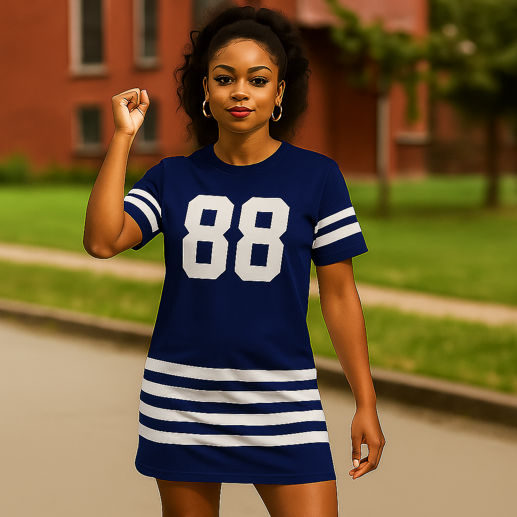 Custom Football Jersey Dress – Personalized Game Day T-Shirt, Oversized Fan Shirt with Name & Number, Tailgate Outfit, Sportswear for Women