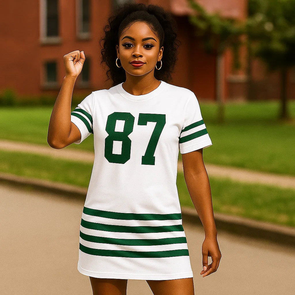 Custom Football Jersey Dress – Personalized Game Day T-Shirt, Oversized Fan Shirt with Name & Number, Tailgate Outfit, Sportswear for Women