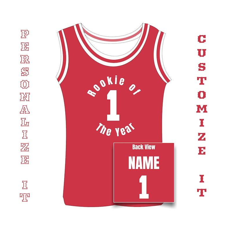 Rookie of The Year Custom Basketball Jersey for Adults – Personalized One-Year Anniversary Jersey with Custom Name & Number