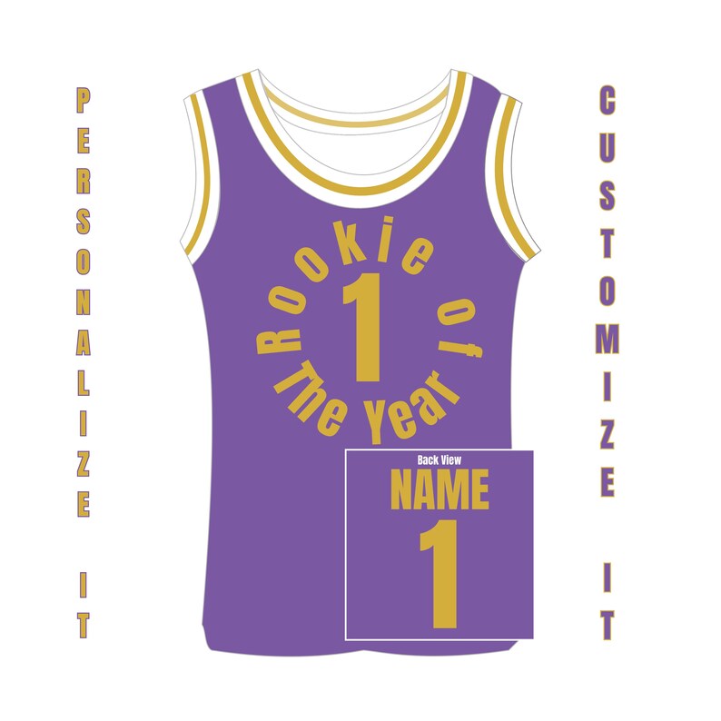 Rookie of The Year Custom Basketball Jersey for Adults – Personalized One-Year Anniversary Jersey with Custom Name & Number