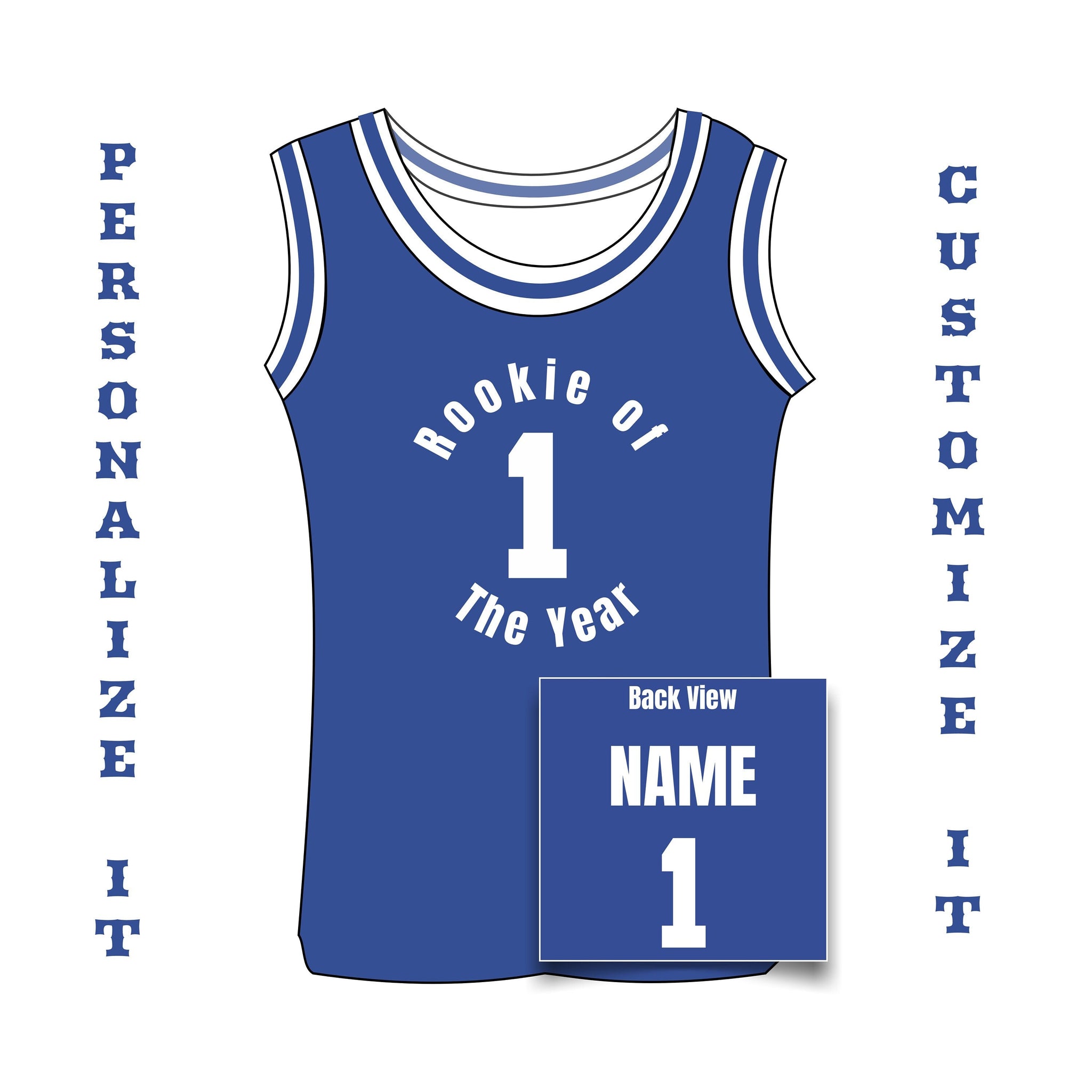 Rookie of The Year Custom Basketball Jersey for Adult – Baby Blue Personalized Jersey with Customized Name & Number