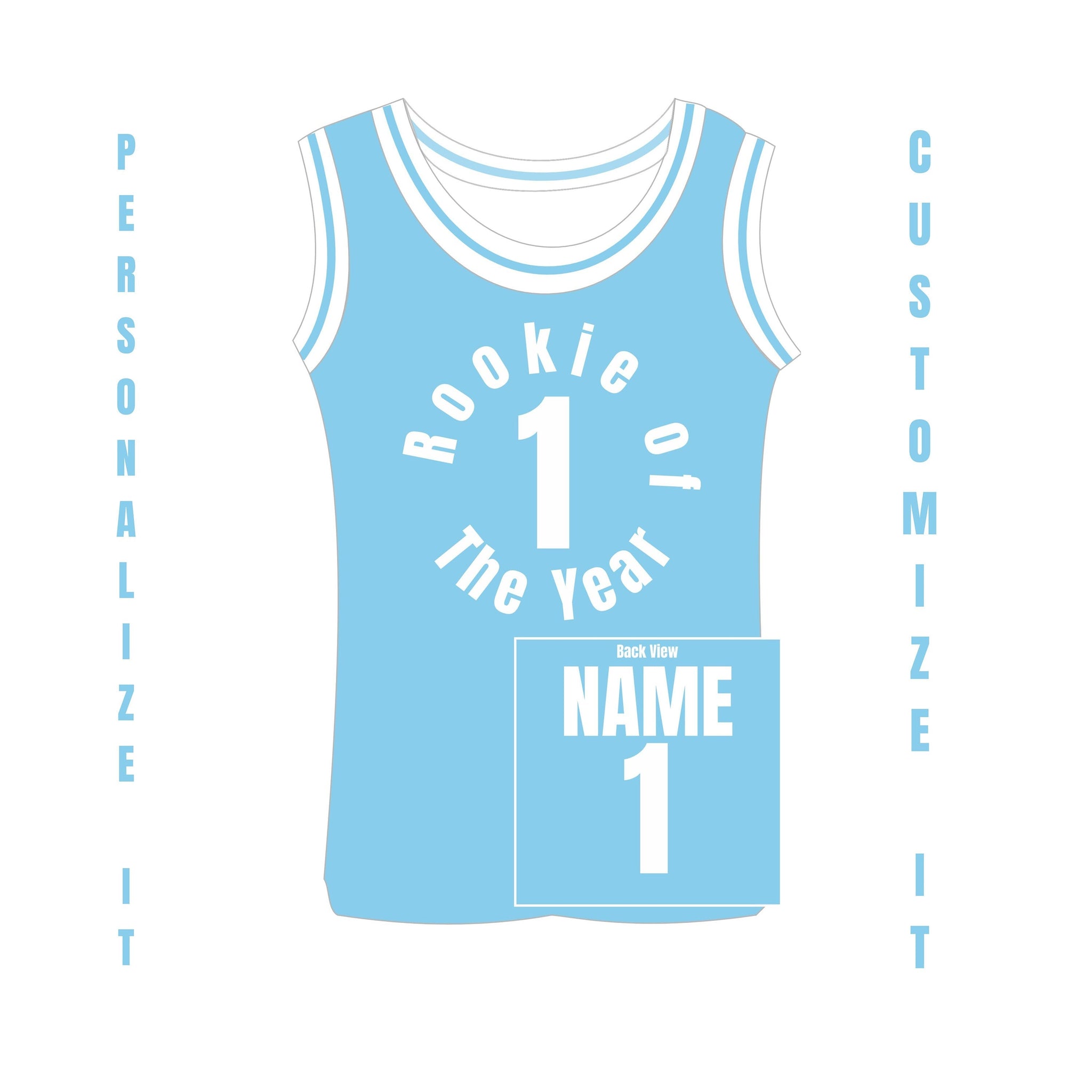 Rookie of The Year Custom Basketball Jersey for Adult – Baby Blue Personalized Jersey with Customized Name & Number