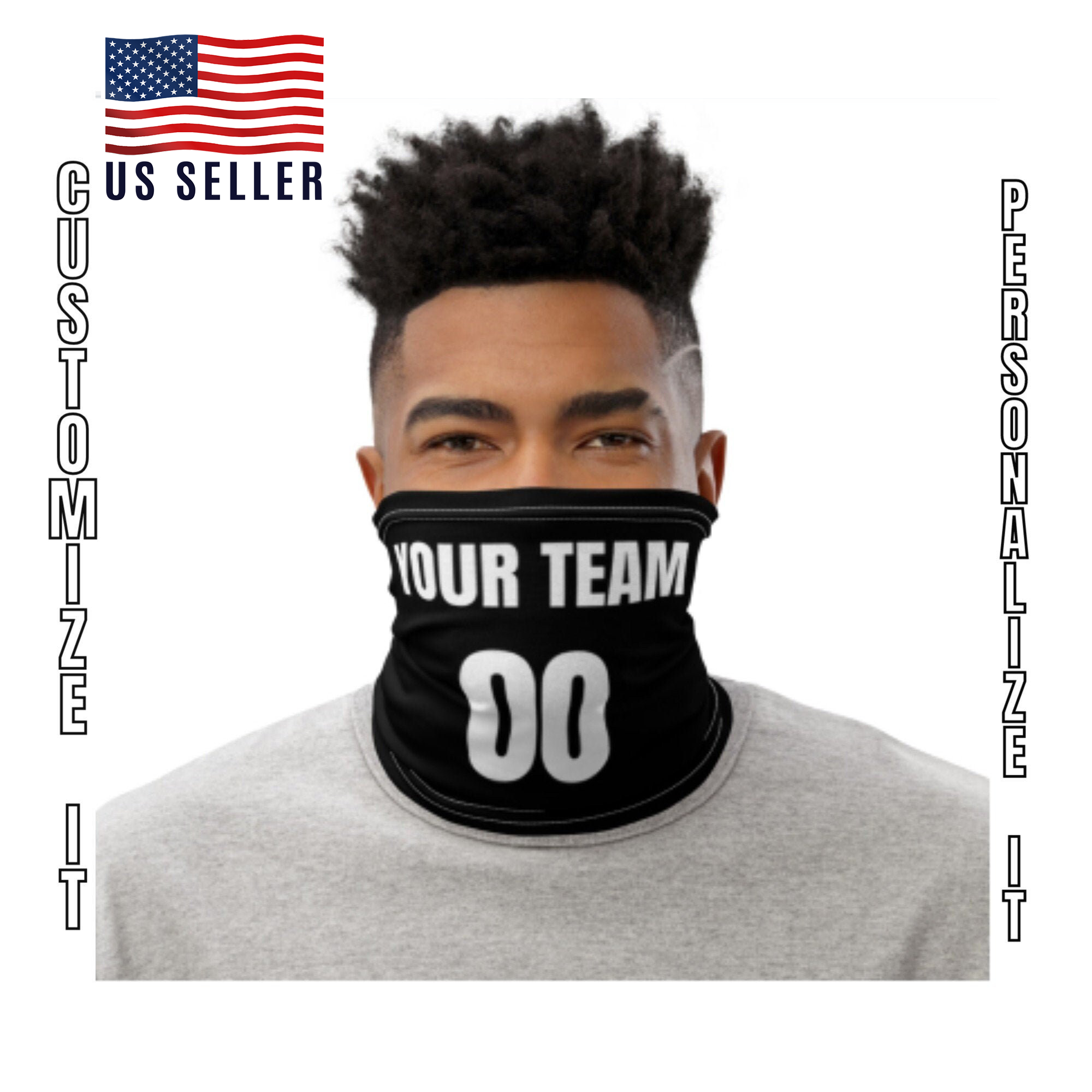 Custom Gaiter Face Mask, Personalized Team Gaiter with Name and Number