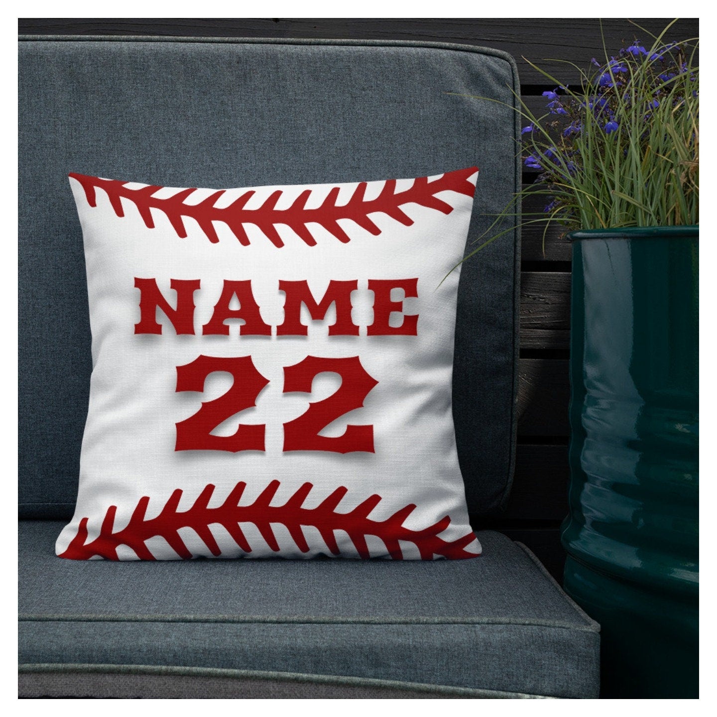 Custom Baseball Pillow Cover, Personalized Pillow Case with Name and Number, Double sided Printed Pillow Cover