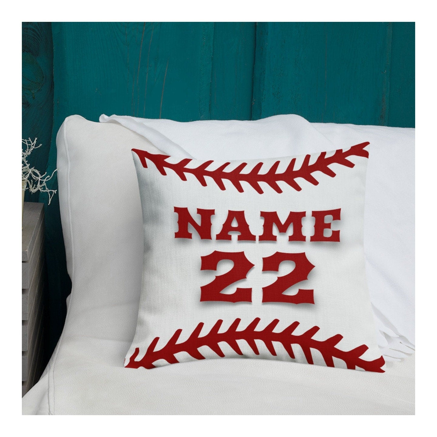 Custom Baseball Pillow Cover, Personalized Pillow Case with Name and Number, Double sided Printed Pillow Cover